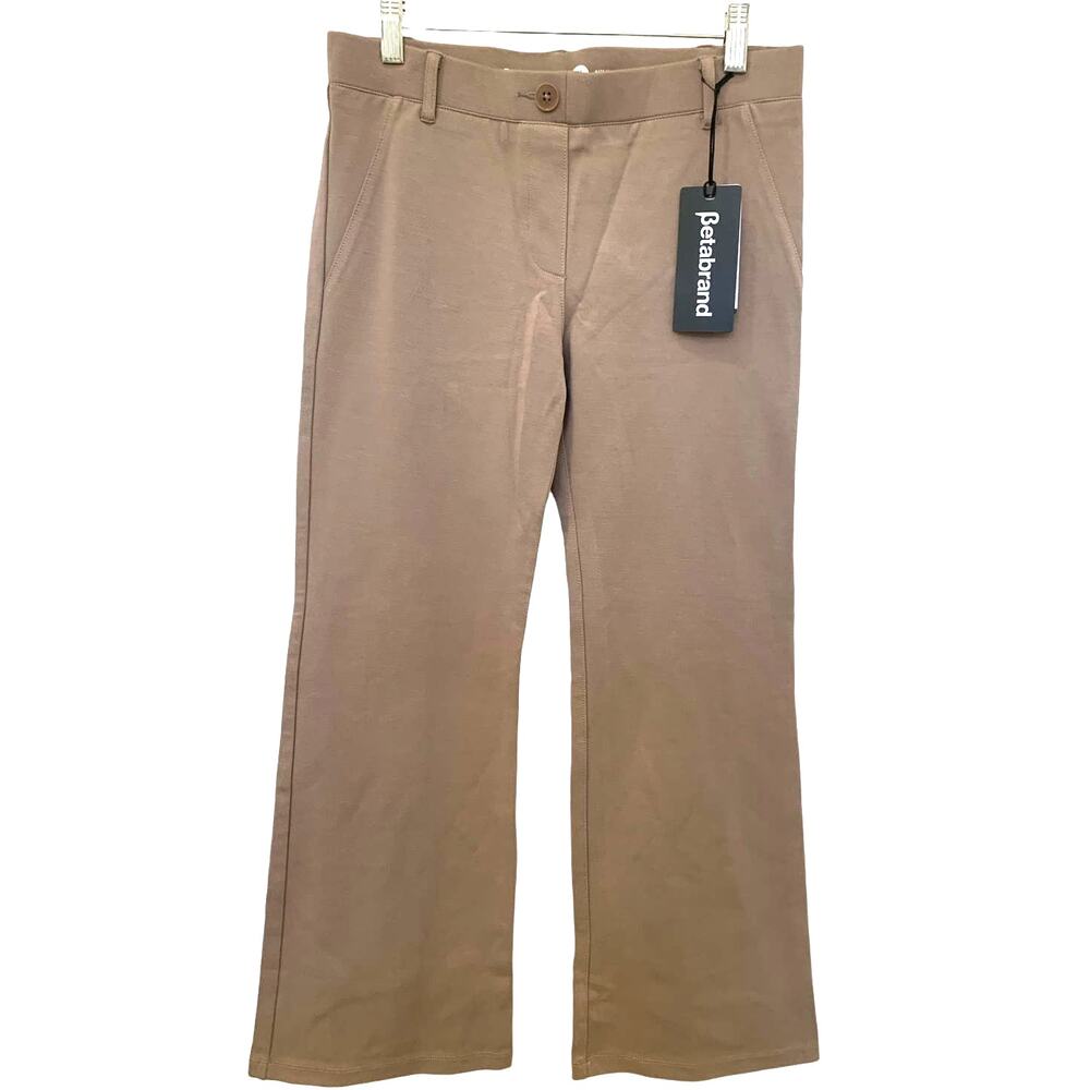 Betabrand Tan Wide Leg Pants with Structured Design